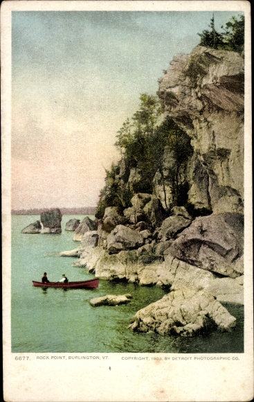 Briefkaart Burlington Vermont Verenigde Staten, Rock Point