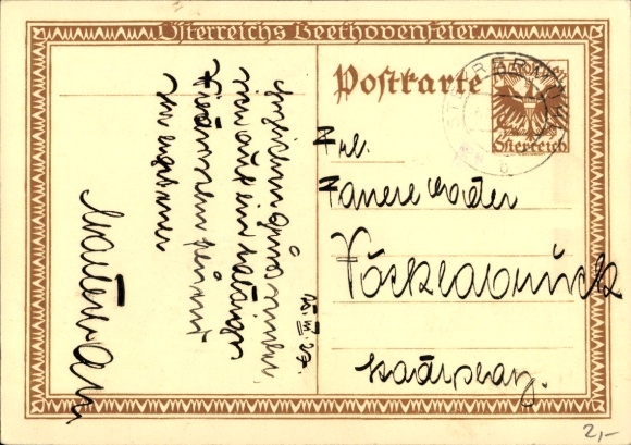 Postal stationery PC Mödling in Lower Austria, composer Ludwig van Beethoven, Heiligenstadt