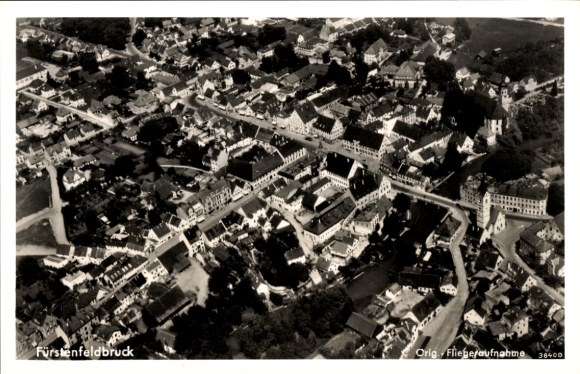 Postcard Fürstenfeldbruck in Upper Bavaria, aerial photograph
