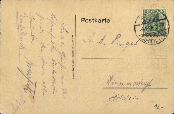 Postcard Hamburg Altona Bahrenfeld, Old Inn, terminus of lines 31, 22