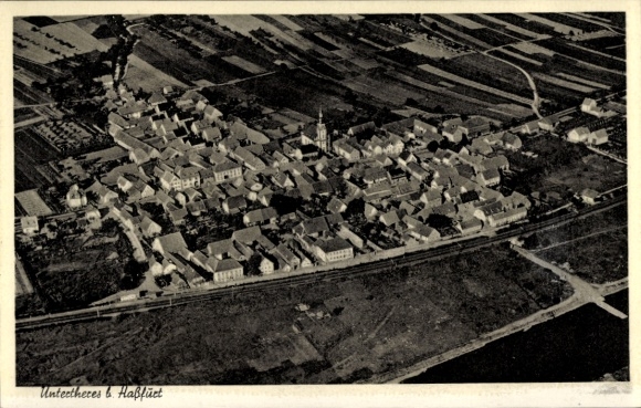 Postcard Untertheres Theres in Lower Franconia, aerial photograph