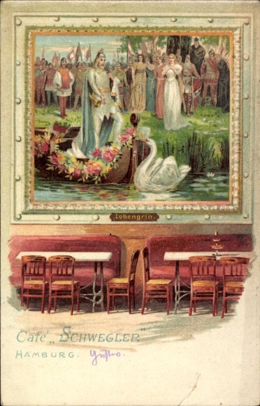Ak Hamburg, Cafe Schwegler, Lohengrin