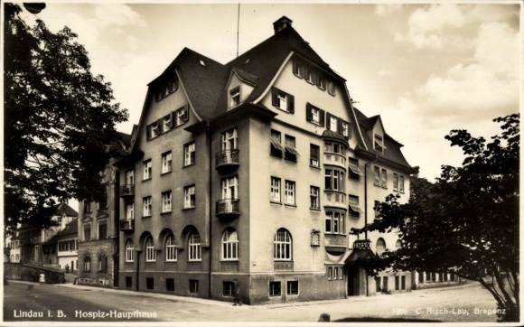 Postcard Lindau am Bodensee Swabia, Hospice Main Building