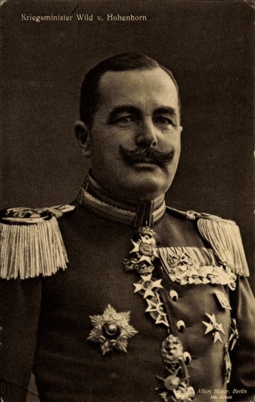 Postcard War Minister Adolf Wild von Hohenborn, portrait, medal