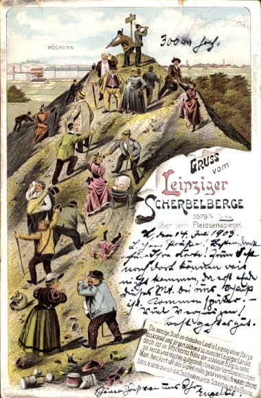 litho Möckern Leipzig in Saksen, Scherbelberg, klimfeest