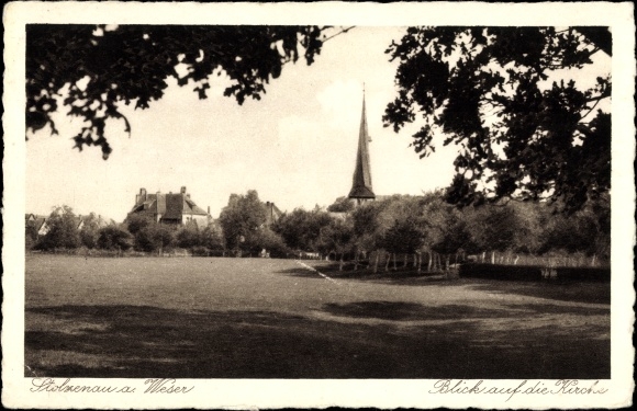 Postcard Stolzenau an der Weser, view of the church