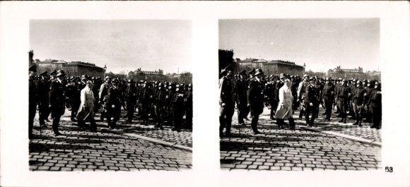 Stereo Raumbild Foto "Großdeutschlands Wiedergeburt" Nr. 54, Wien, Gauleiter Bürckel, SS, Himmler