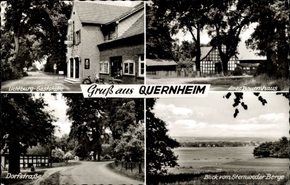Wijk Ak Quernheim in Diepholz, oude boerderij, restaurant Lichtburg, dorpsstraat