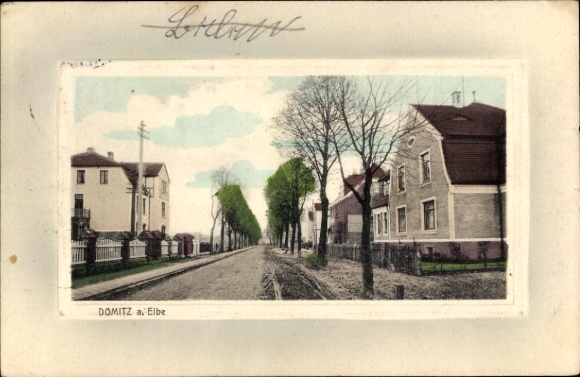 Passepartout Postcard Dömitz on the Elbe Mecklenburg, Bäckerstraße