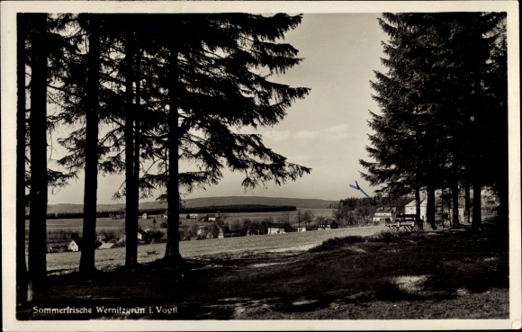Postcard Wernitzgrün Erlbach in Vogtland, total view