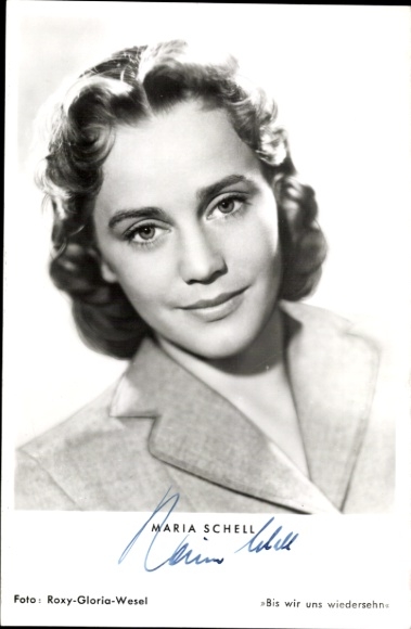 Ak Schauspielerin Maria Schell, Portrait, Bis wir uns wiedersehn, Autogramm