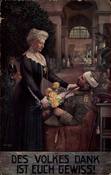 Artist Postcard Fischer, The people's thanks are certain, Empress Auguste Viktoria visits the hospital