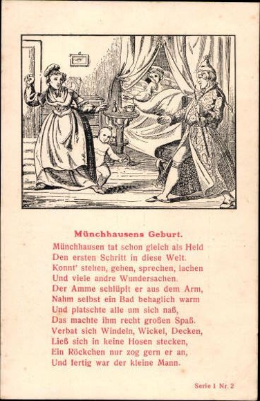 6 Postcard Münchhausen Series 1, 1-6