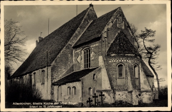 Postcard Altenkirchen auf Rügen, oldest church on the island of Rügen