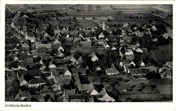 Postcard Grißheim Neuenburg am Rhein Baden, aerial photograph