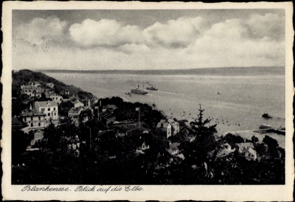Ak Hamburg Altona Blankenese, Blick auf die Elbe, Schiffe, Häuser, Wolken