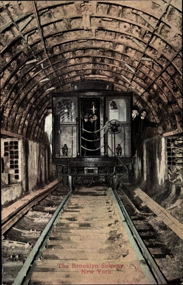 Postcard New York City USA, the Brooklyn Subway