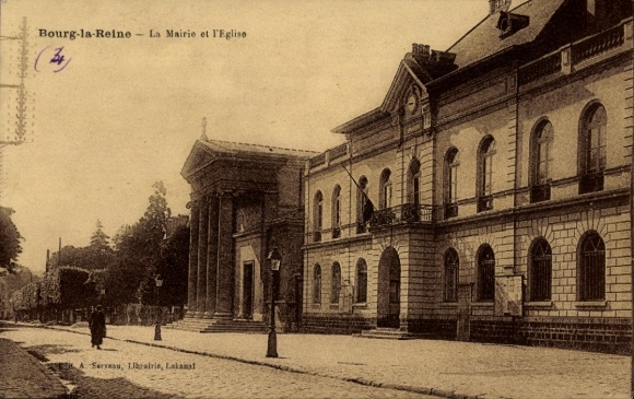 Ak Bourg la Reine Hauts de Seine, Rathaus, Kirche