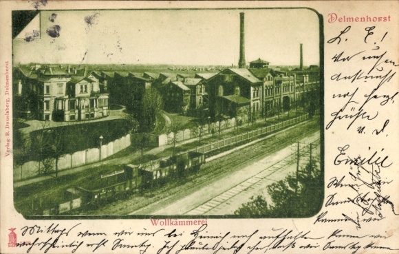 Postcard Delmenhorst in Oldenburg, wool combing