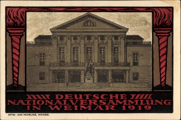 Lithography Postcard Weimar in Thuringia, German National Assembly 1919