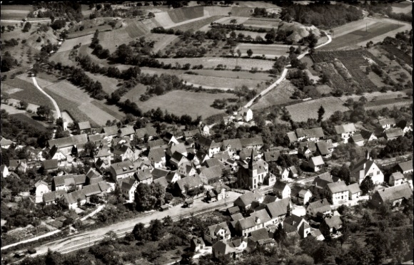 Postcard Untergimpern Neckarbischofsheim Baden, aerial photograph
