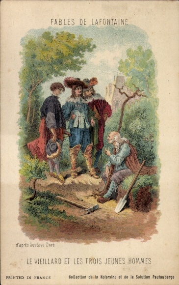 Artist Chromo-Litho Doré, Gustave, Fables of La Fontaine, Le Vieillard et les Trois Jeunes Hommes