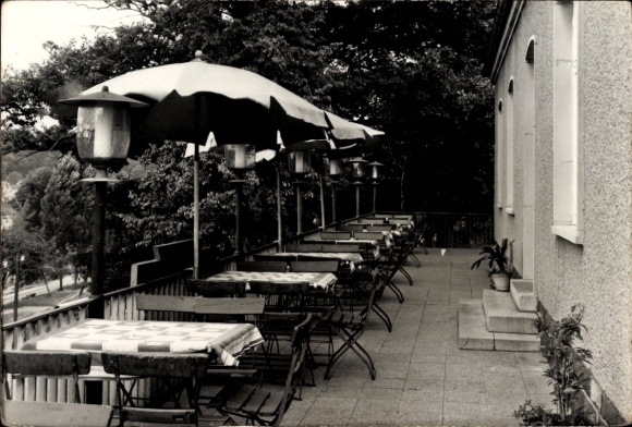 Ak Berga an der Elster Thüringen, Wismut HOG Schöne Aussicht, Terrasse