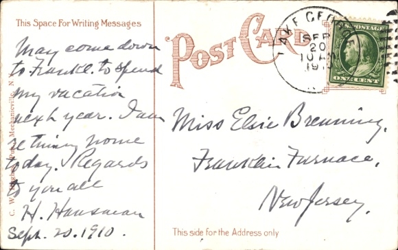 Postcard Lake George New York USA, train station, Adirondacks