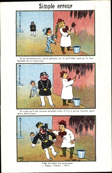 Postcard Simple erreur, Si tu recommences, petit galopin