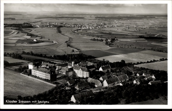 Ak Siessen Bad Saulgau, Kloster, Fliegeraufnahme