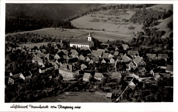 Postcard Mainhardt in Württemberg, climatic health resort Mainhardt from Riegelsberg, aerial photograph