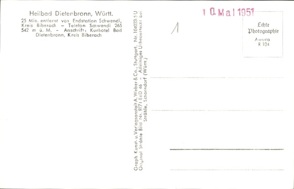 Postcard Dietenbronn Schwendi in Upper Swabia, aerial photograph