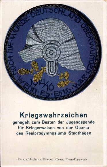 Postcard Stadthagen in Lower Saxony, war landmark, nailing of the quarter of the Realprogymnasium