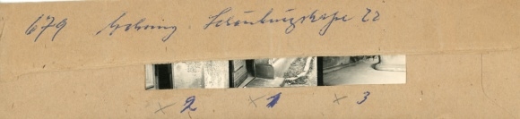 Kontaktabzug Fotos Berlin Tempelhof, Mehring, Schönburgstr. 22, 3 Fotos ca.4x2cm, Negative inliegend