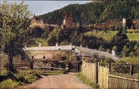 Postcard Friesach in Carinthia, ruin Petersberg