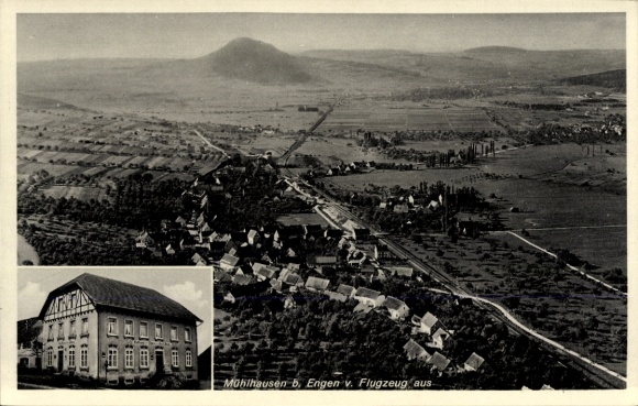 Ak Mühlhausen Ehingen im Hegau, Luftaufnahme, Gasthaus z. Löwen