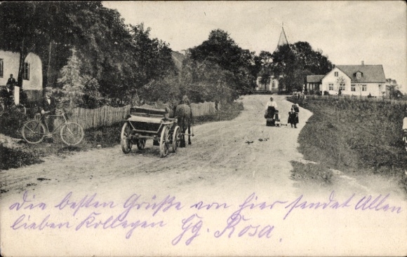 Postcard Wolferode Stadtallendorf Hesse, street with cars, people, buildings, rural surroundings