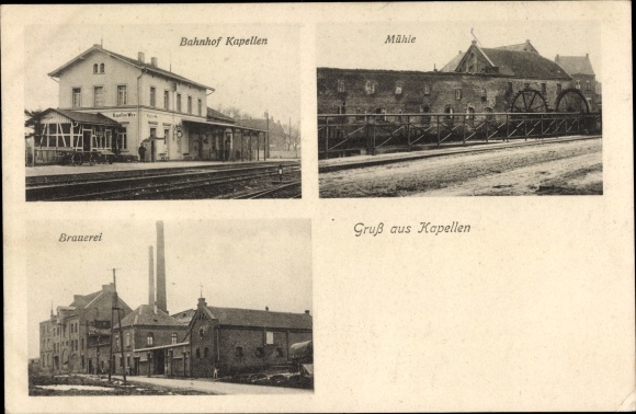 PC Capellen an der Erft Chapels Grevenbroich Westphalia, brewery, train station, track side, mill
