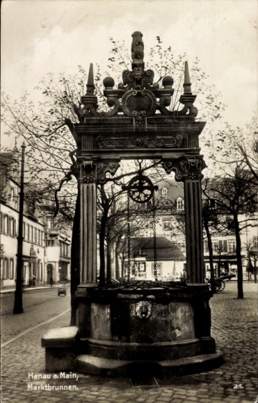 Ak Hanau am Main, Marktbrunnen