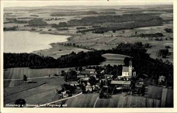 Postcard Hirnsberg Bad Endorf in Chiemgau Upper Bavaria, aerial photo
