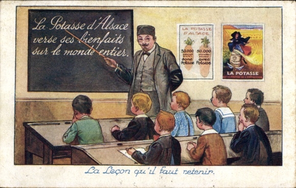 Artysta KP La Lecon qu'il faut retenir, la Potasse d'Alsace, dzieci w szkole, nauczyciel, nawóz