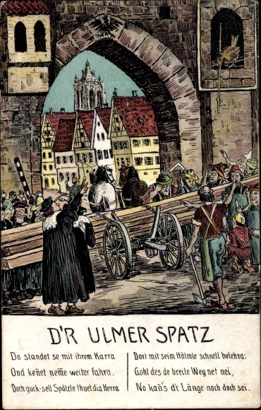 PC Ulm on the Danube Baden Württemberg, D&#39;r Ulmer Spatz, horse cart