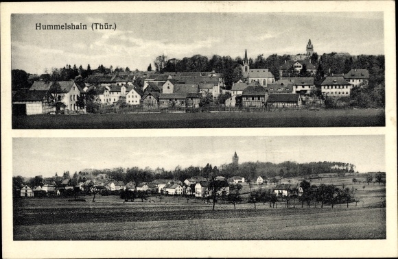 Ak Hummelshain in Thüringen, Blick auf den Ort, Schlossgasthof Goldener Hirsch