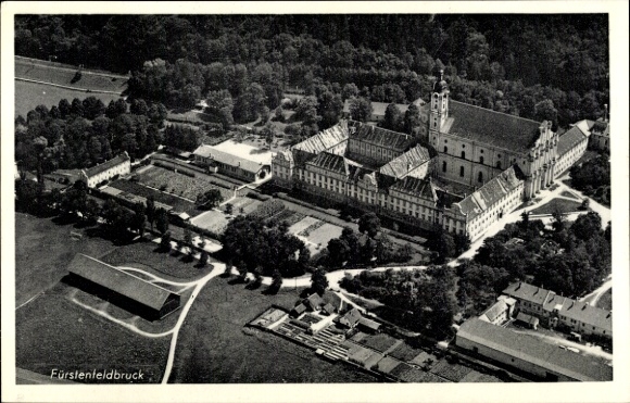 Postcard Fürstenfeldbruck in Upper Bavaria, aerial photograph