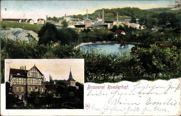 Postcard Röderhof Huy im Harz, brewery, view of the town