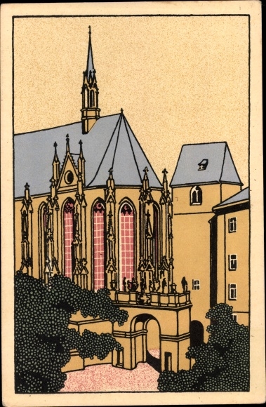 Lithography PC Altenburg in Thuringia, entrance to the castle courtyard