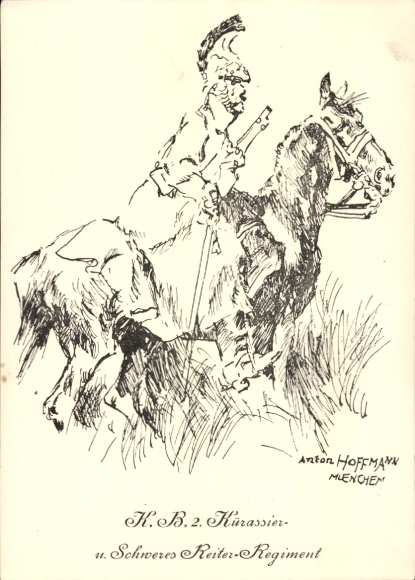 Künstler Ak Hoffmann, Anton, K. B. 2. Kürassier- und Schweres Reiter-Regiment