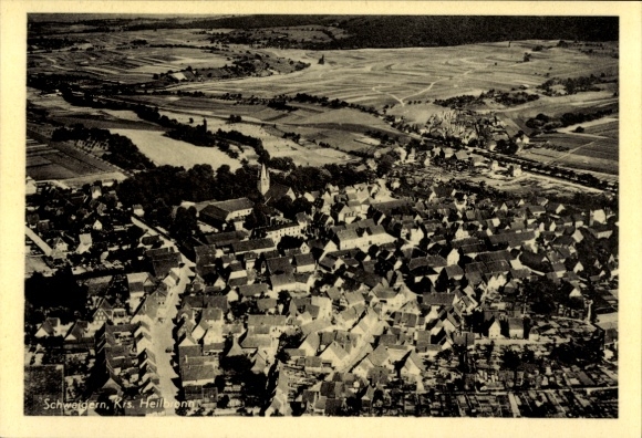 Postcard Schwaigern in Württemberg, aerial photograph