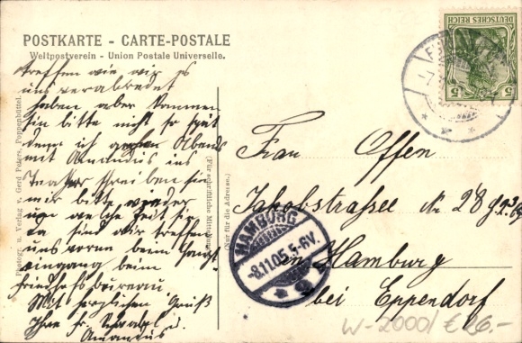 Postcard Hamburg Wandsbek Poppenbüttel, rest home with visitors