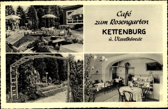 Postcard Kettenburg Visselhövede in Lower Saxony, Cafe zum Rosengarten, interior view